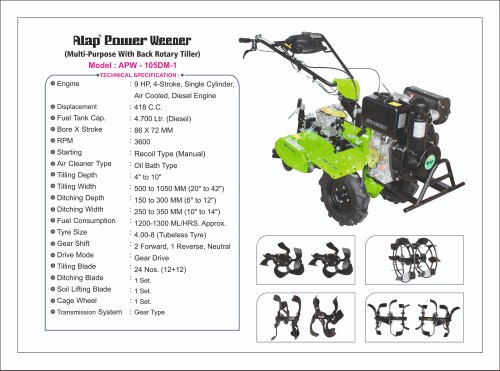 ALAP Power Weeder Back Rotary Diesel Engine - APW 105DM-1