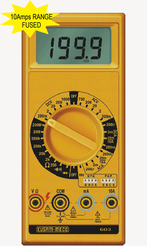 KUSUM MECO Model 603 3&1/2 Digit Multimeter Large LCD Display 2000 Count