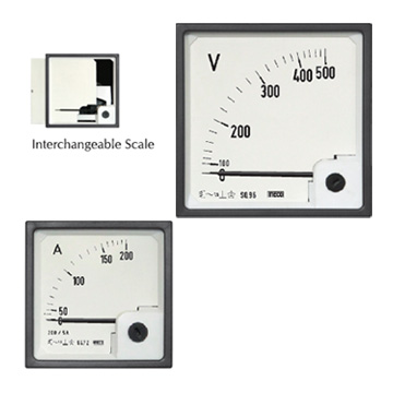 MECO SQ96 AC Moving Iron DIN Panel Ammeter & Voltmeter 