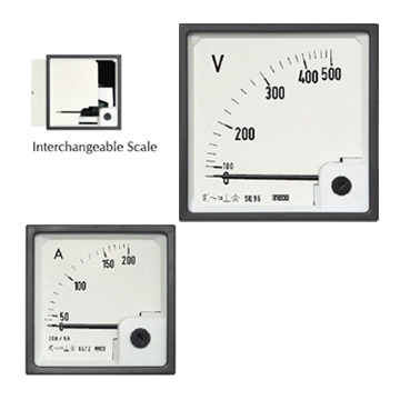 MECO AC MOVING IRON DIN PANEL AMMETER & VOLTMETERS SQ96